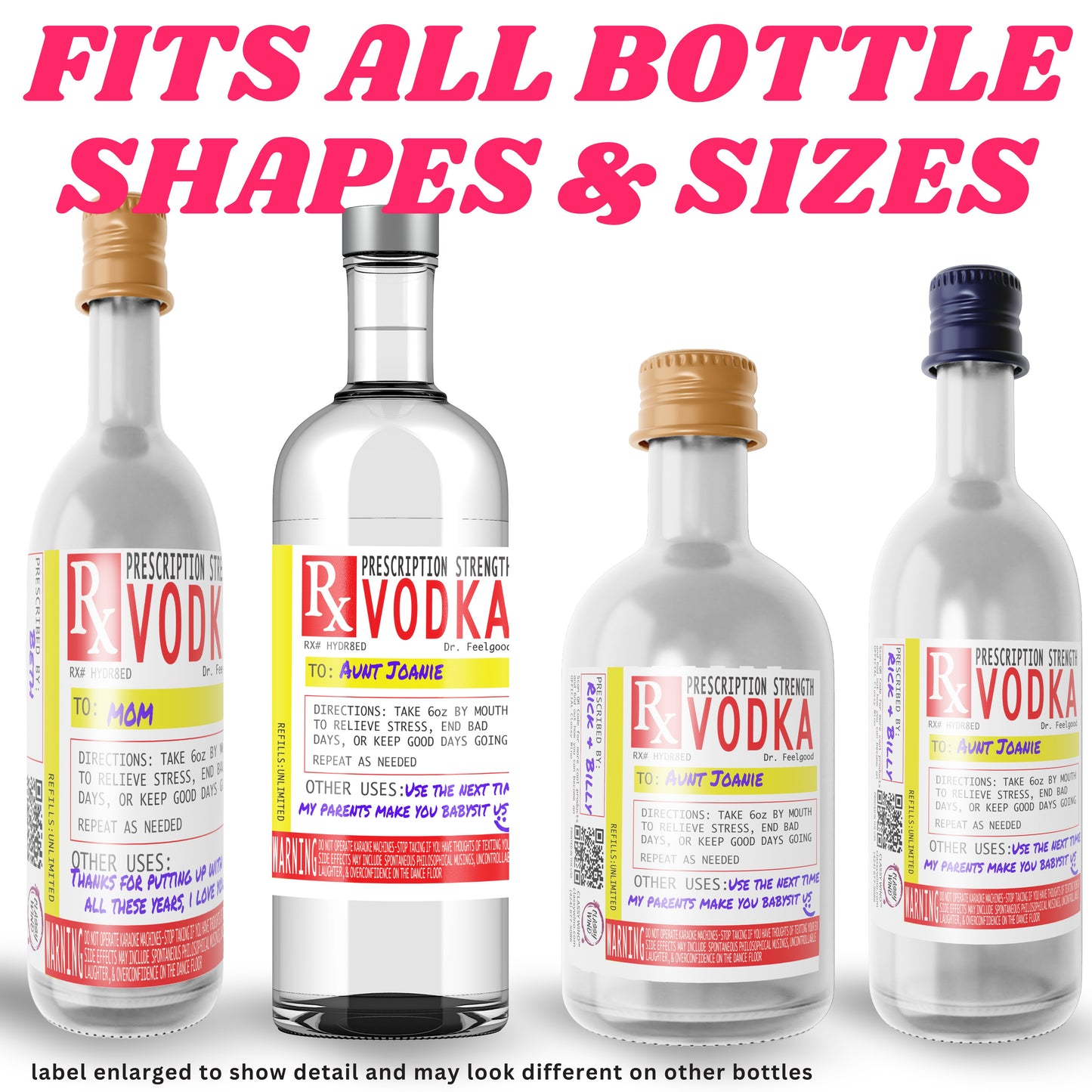 Funny Gag Prescription Label for Vokda Bottles 5 Pack - Use A Personalized Removable Sticker for Vodka Bottle Gifts Not A Boring Wine Gift Bag - Drinking Accessories for Men & Women