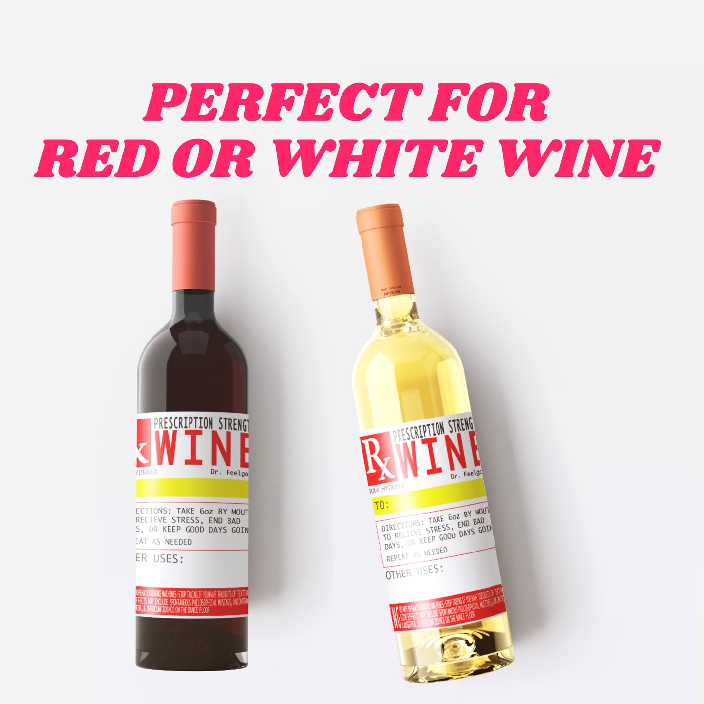 Funny Gag Prescription Label for Wine Bottles 5 Pack - Use A Personalized Removable Sticker for Wine Bottle Gifts Not A Boring Wine Gift Bag - Drinking Accessories for Men & Women