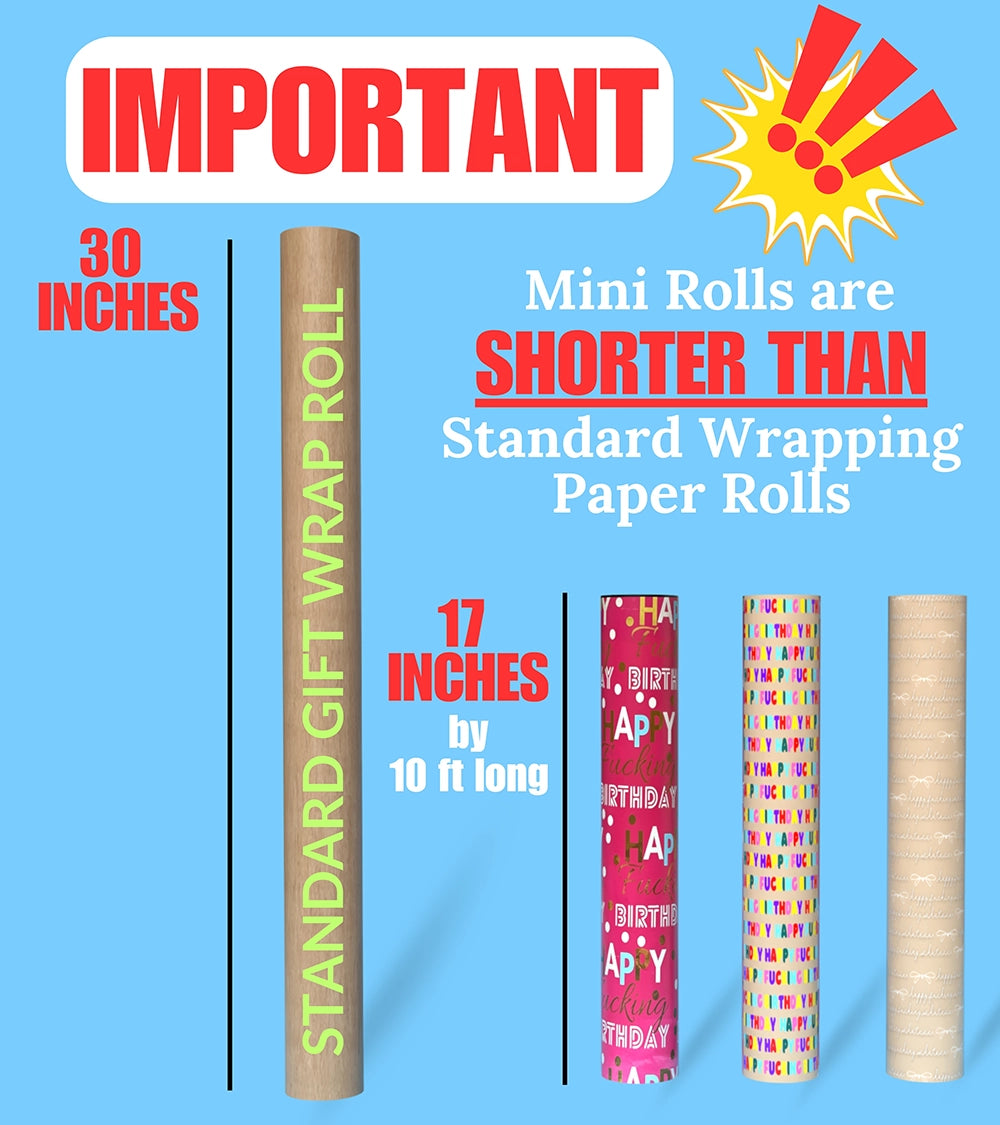 Classy Wino Funny Adult Wrapping Paper – 3-Pack Mini Rolls (17″ × 120″ each)