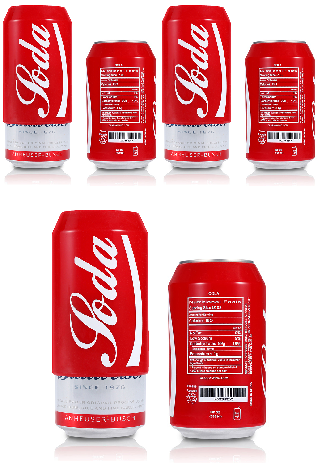 Beer Can Covers That Look Like Soda - 6 PACK
