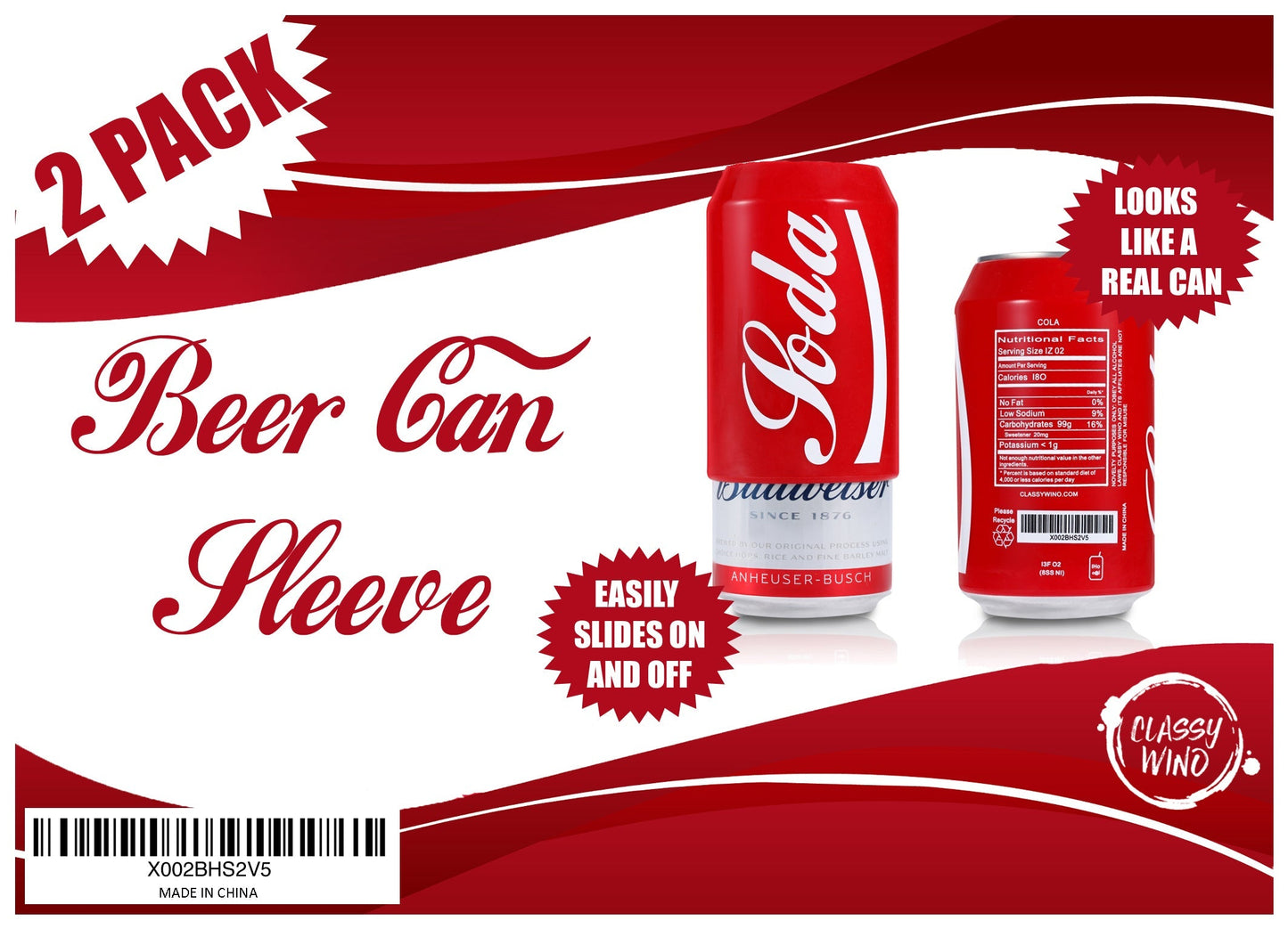Beer Can Covers That Look Like Soda - Set of 4