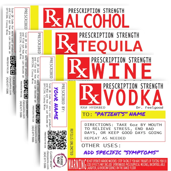 Customizable Gag Prescription Strength Labels for Booze