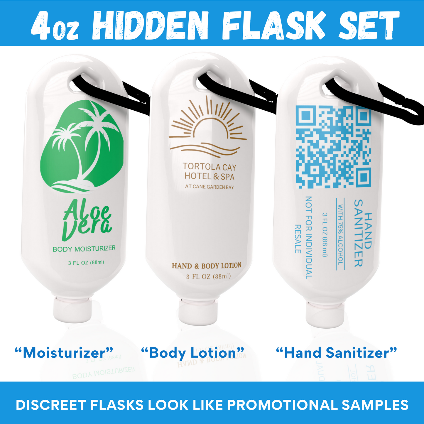 Hidden Flask For Liquor - Set of 3 Discreet Flask 4oz Empty Bottle Liquor Disguise Containers Looks Like Lotion - Secret Flask Hidden by Classy Wino Always Drink Responsibly