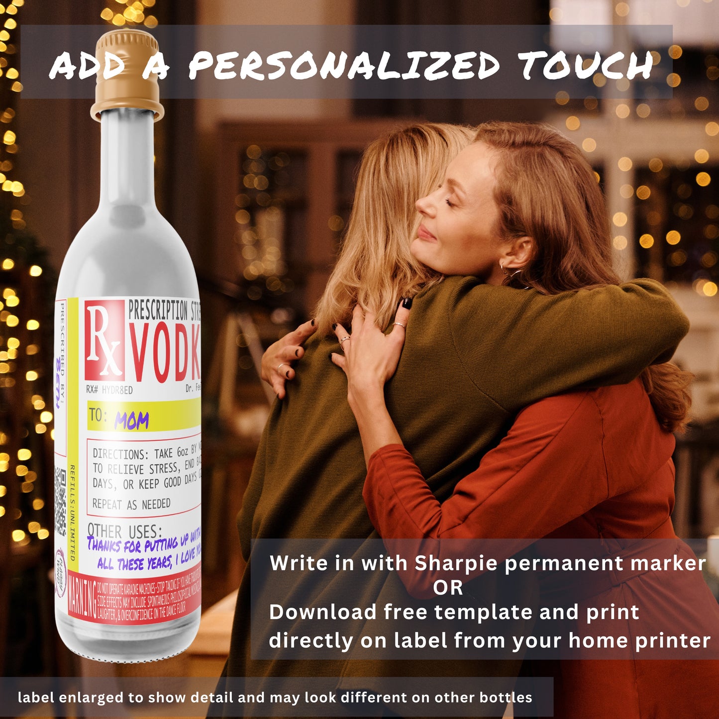 Funny Gag Prescription Label for Vokda Bottles 5 Pack - Use A Personalized Removable Sticker for Vodka Bottle Gifts Not A Boring Wine Gift Bag - Drinking Accessories for Men & Women